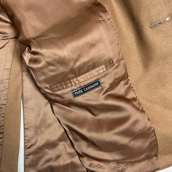 Corneliani EU54 US44R Pure Cashmere Brown Double Vent Textured Herringbone Coat - Picture 8 of 15